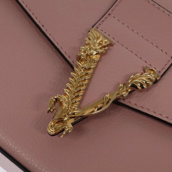 VERSACE Shoulder Bag Leather Pink Gold Auth 114697V - Picture 10 of 16